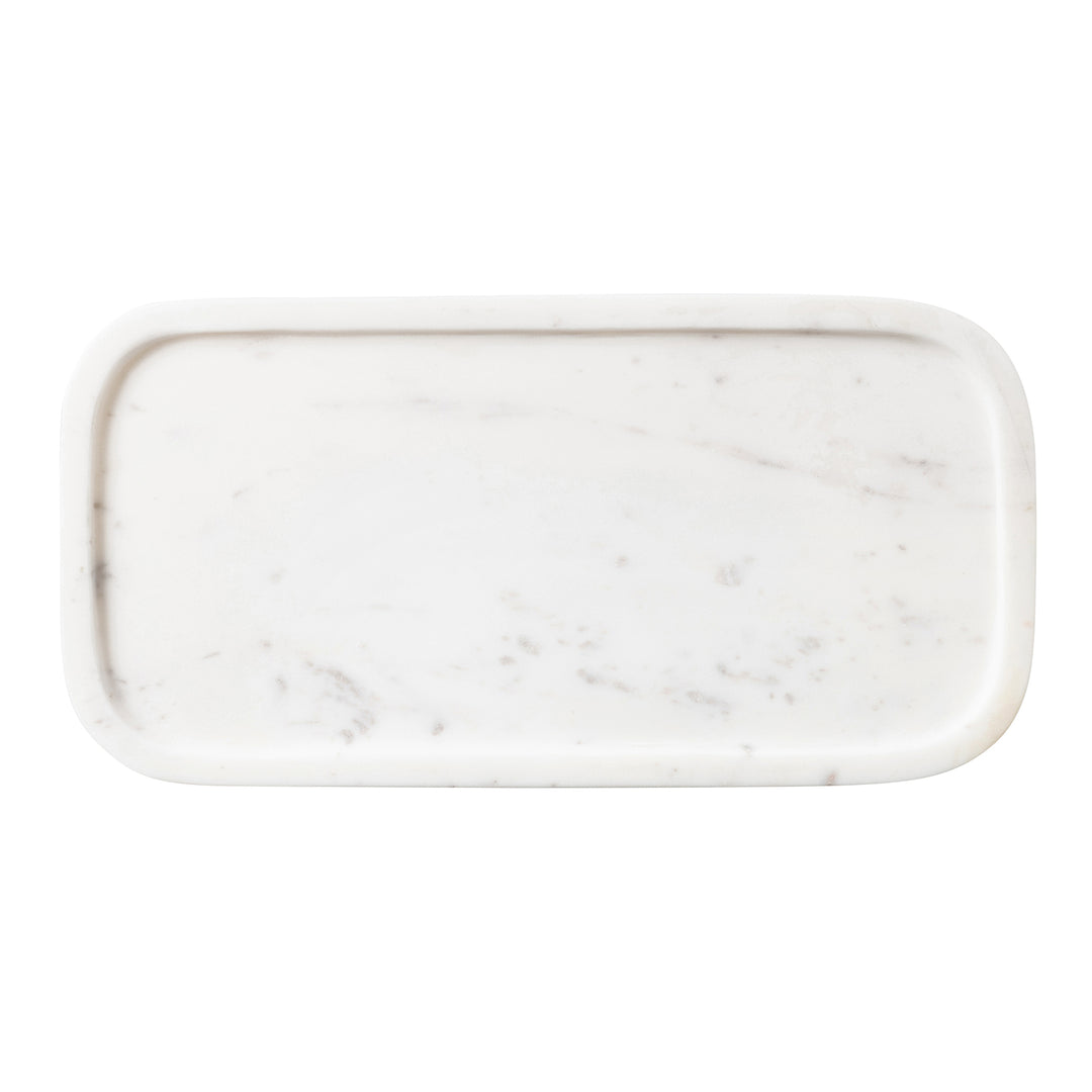 Pietro White Marble Serving Platter W/ Stand Set/2