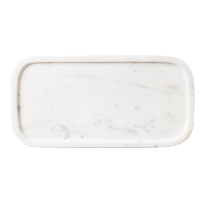 Pietro White Marble Serving Platter W/ Stand Set/2