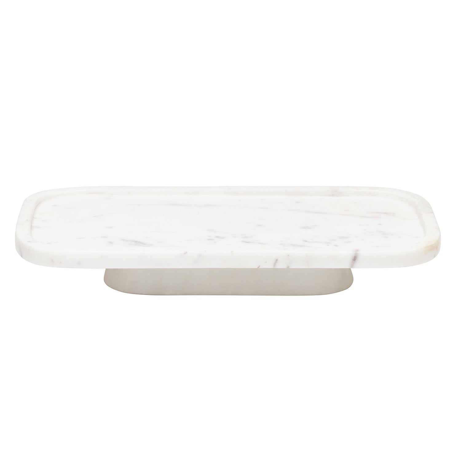 Pietro White Marble Serving Platter W/ Stand Set/2