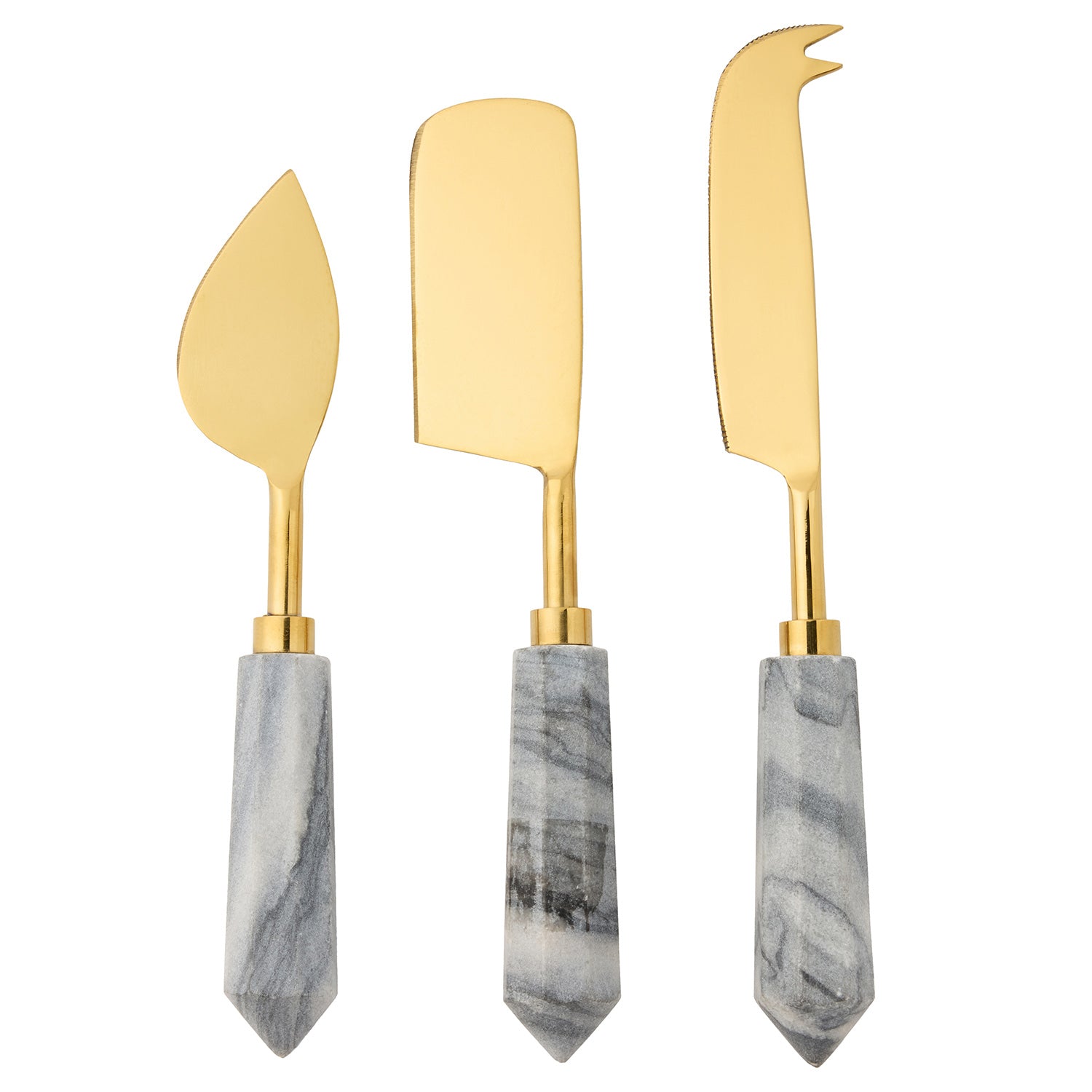 Priscilla Gray/Polished Gold Cheese Knives Set - Thumbnail 2