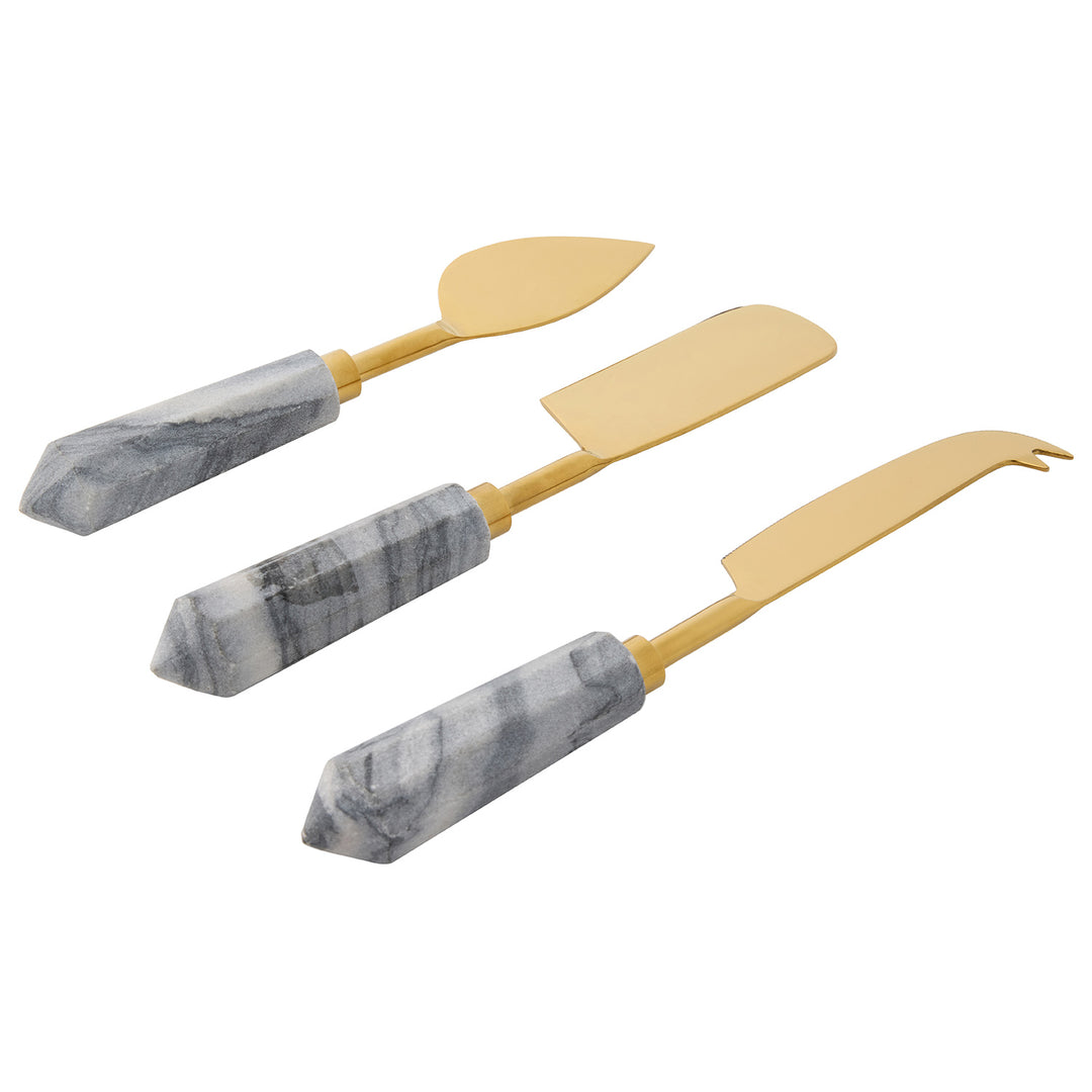 Priscilla Gray/Polished Gold Cheese Knives Set