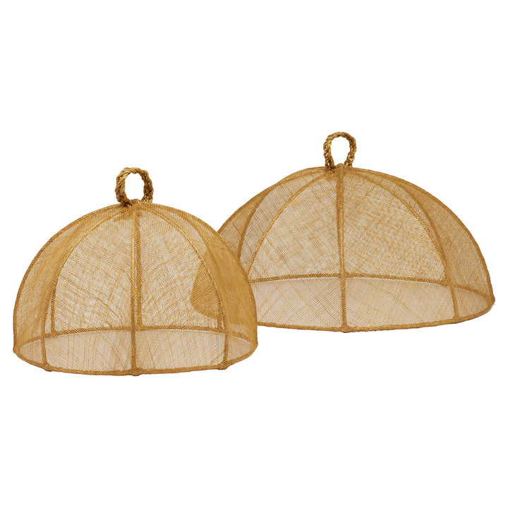 Rachel Light Brown Round Food Covers Set/2