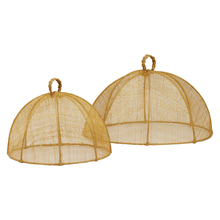 Rachel Light Brown Round Food Covers Set/2