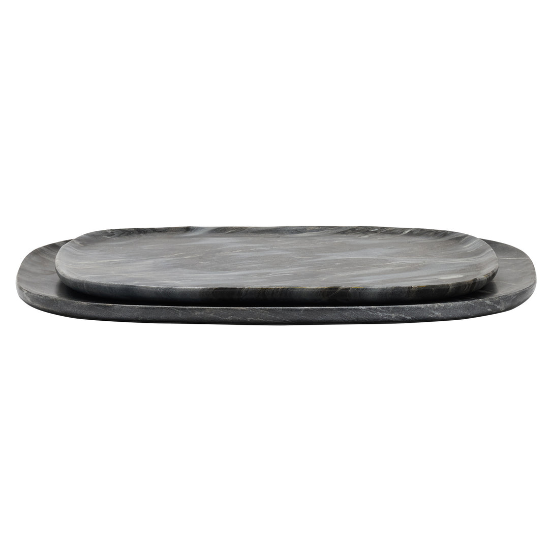 Rhea Gray Marble Serving Trays Set/2