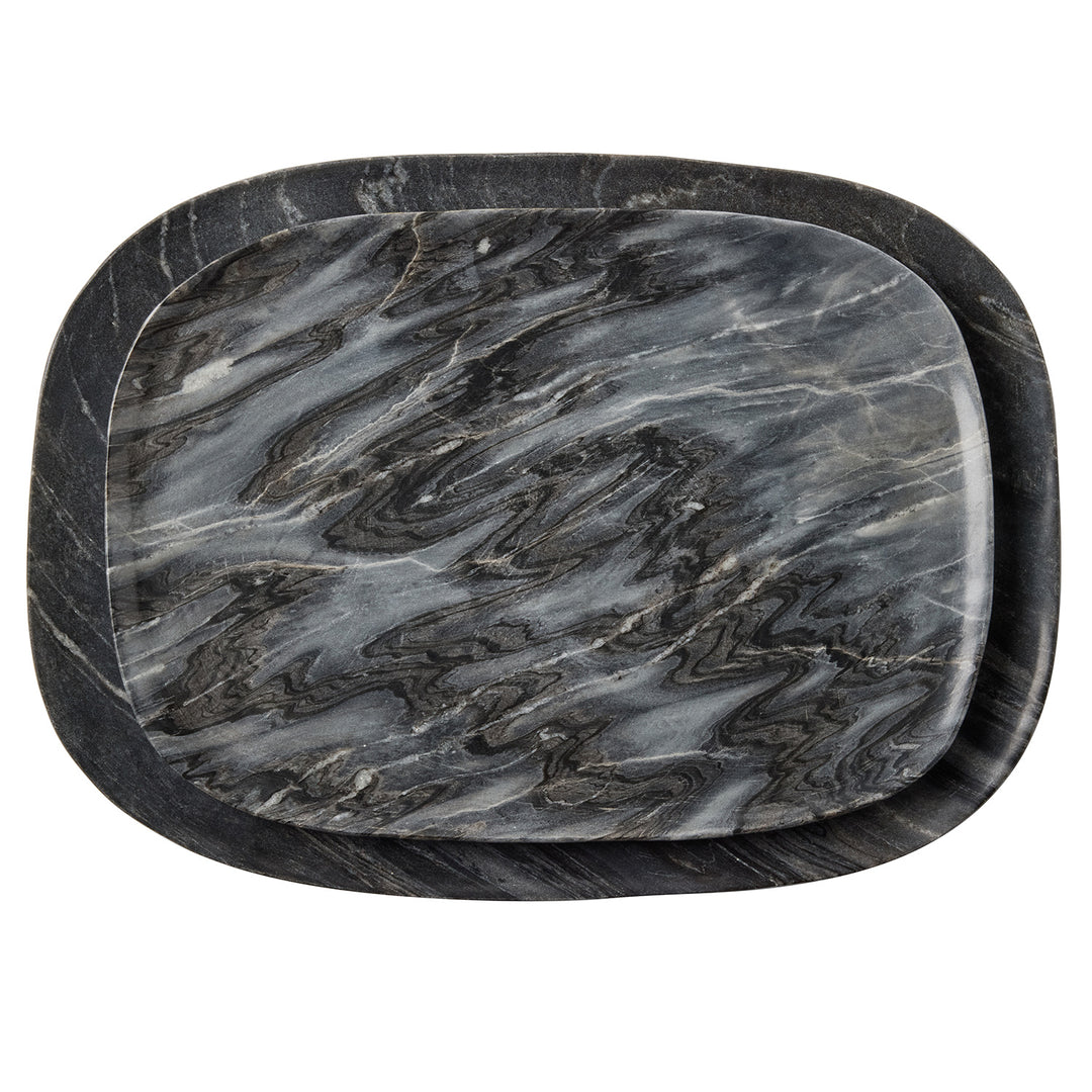 Rhea Gray Marble Serving Trays Set/2