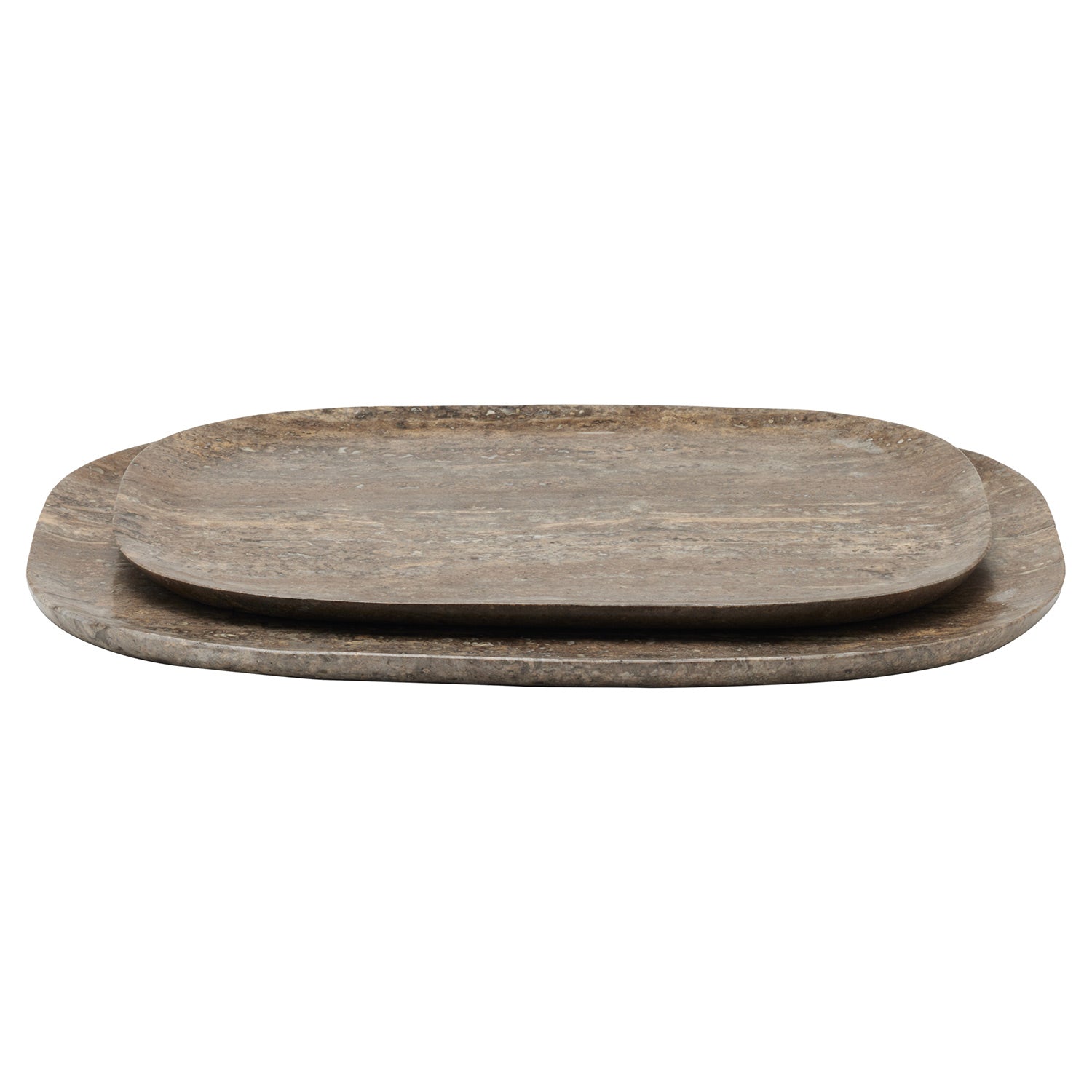 Rhea Gray Travertine Serving Trays Set/2 - Thumbnail 2