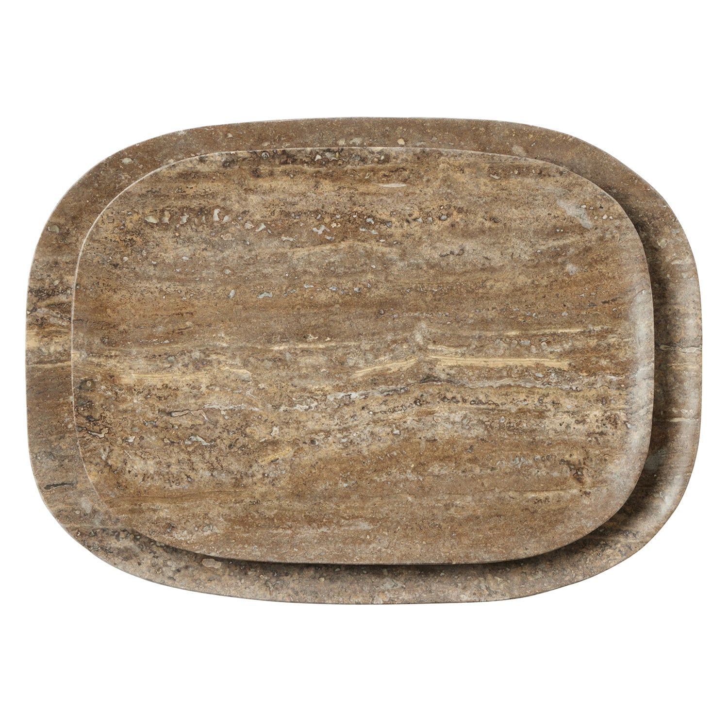 Rhea Gray Travertine Serving Trays Set/2