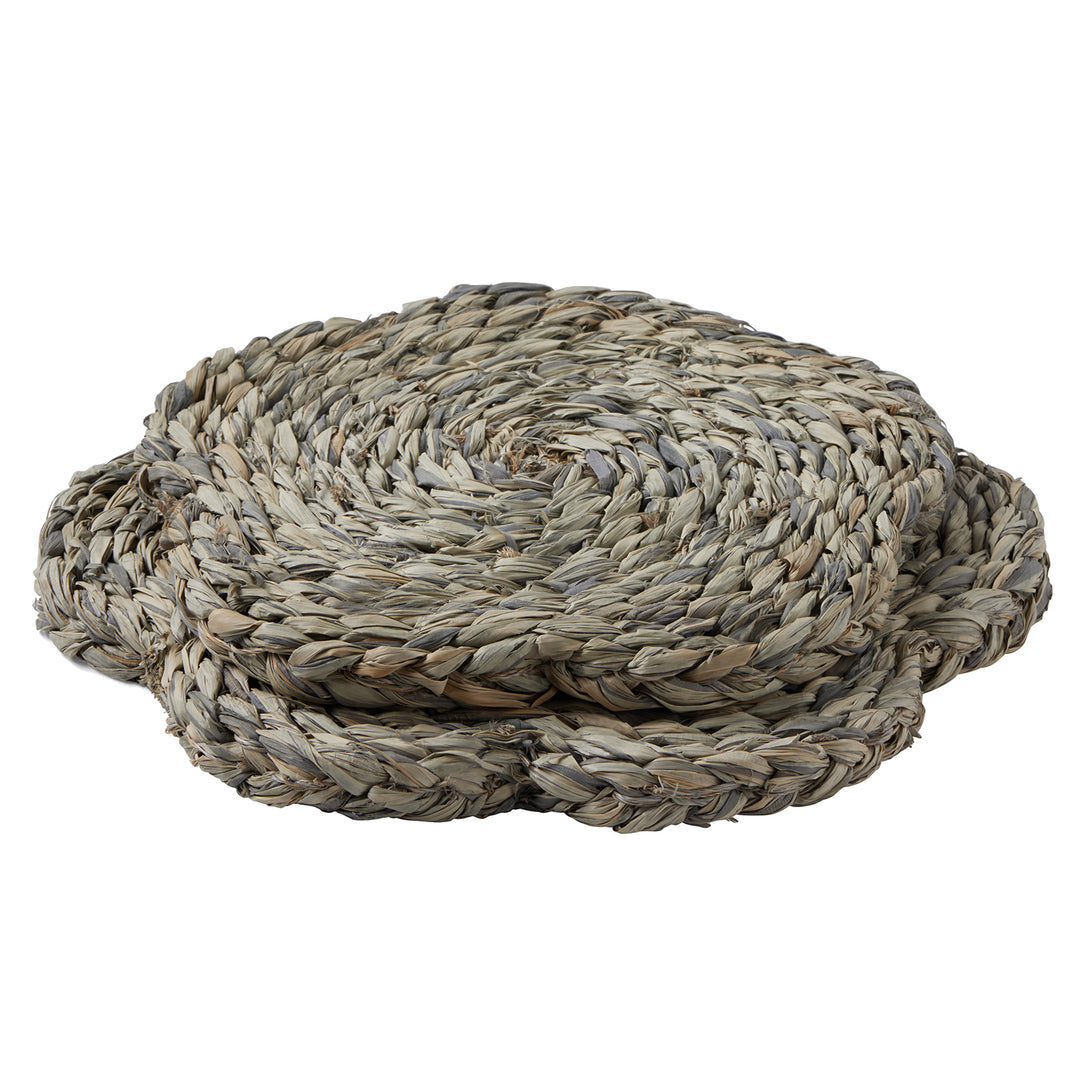 Romy Mixed Gray Pot Trivets Raffia Set/2