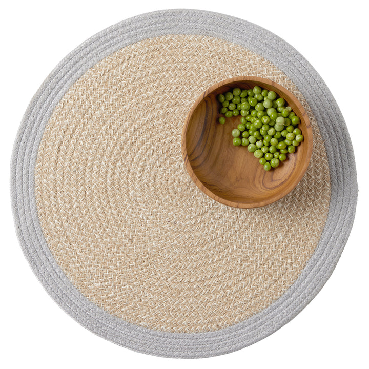 Shia Light Gray Jute/Cotton Placemats Set Of 4 (Round)