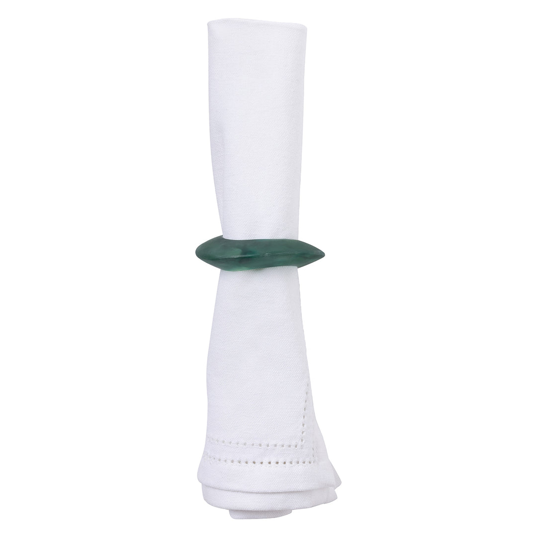 Tansy Hunter Green Swirled Resin Napkin Rings (Set of 4)