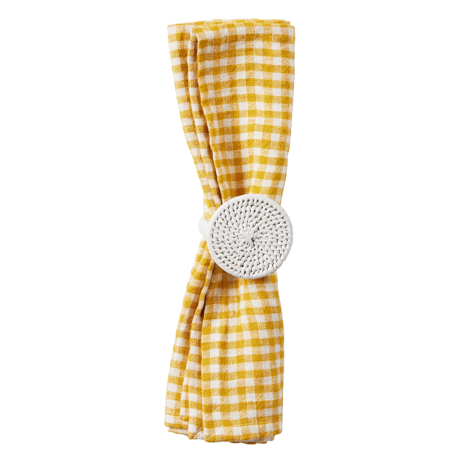 Tanya Polished White Rattan Napkin Ring Set - Thumbnail 2