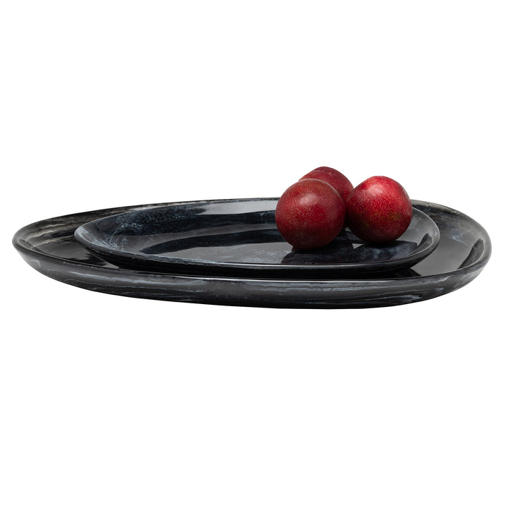 Vashti Charcoal Resin Oval Serving Platter Set/2