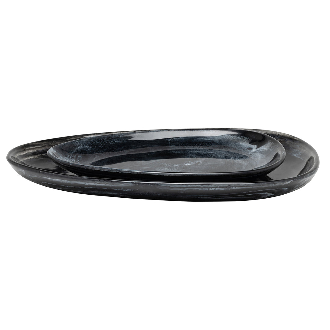 Vashti Charcoal Resin Oval Serving Platter Set/2