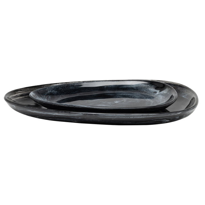 Vashti Charcoal Resin Oval Serving Platter Set/2