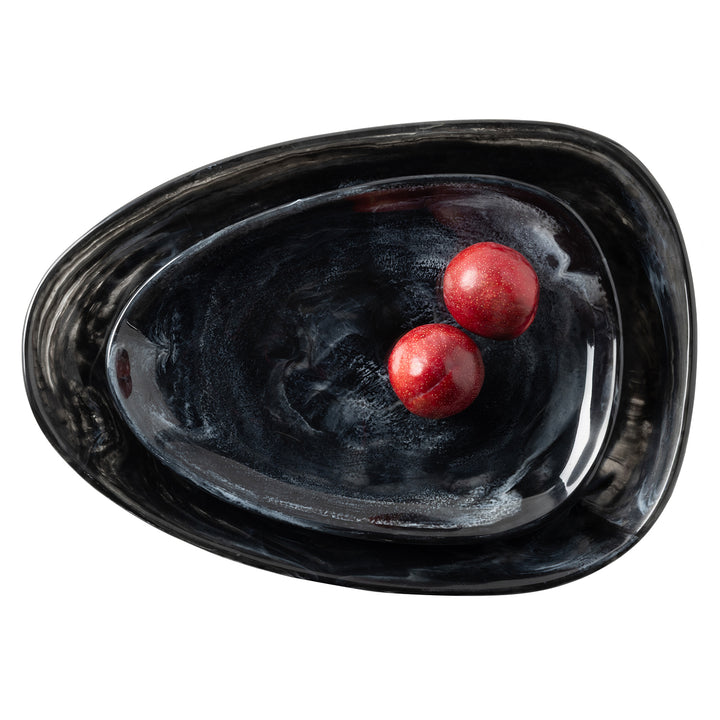 Vashti Charcoal Resin Oval Serving Platter Set/2