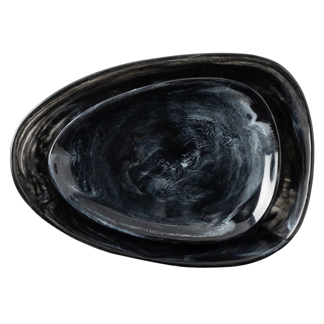 Vashti Charcoal Resin Oval Serving Platter Set/2