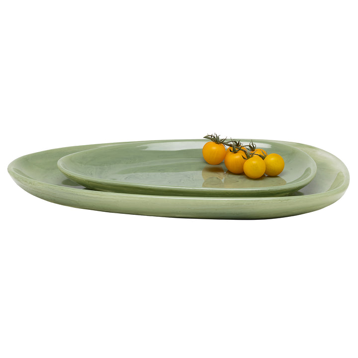 Vashti Sage Resin Oval Serving Platter Set/2