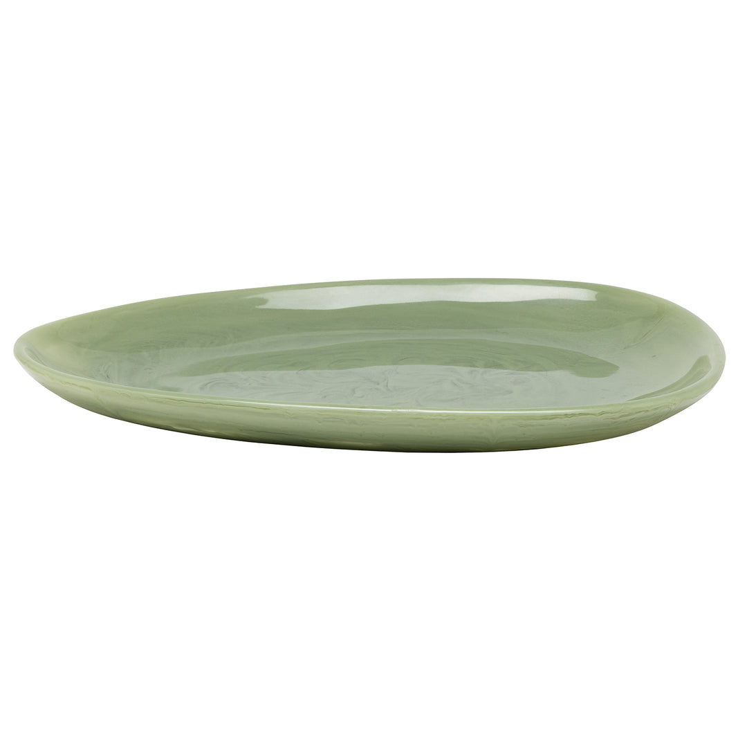 Vashti Sage Resin Oval Serving Platter Set/2