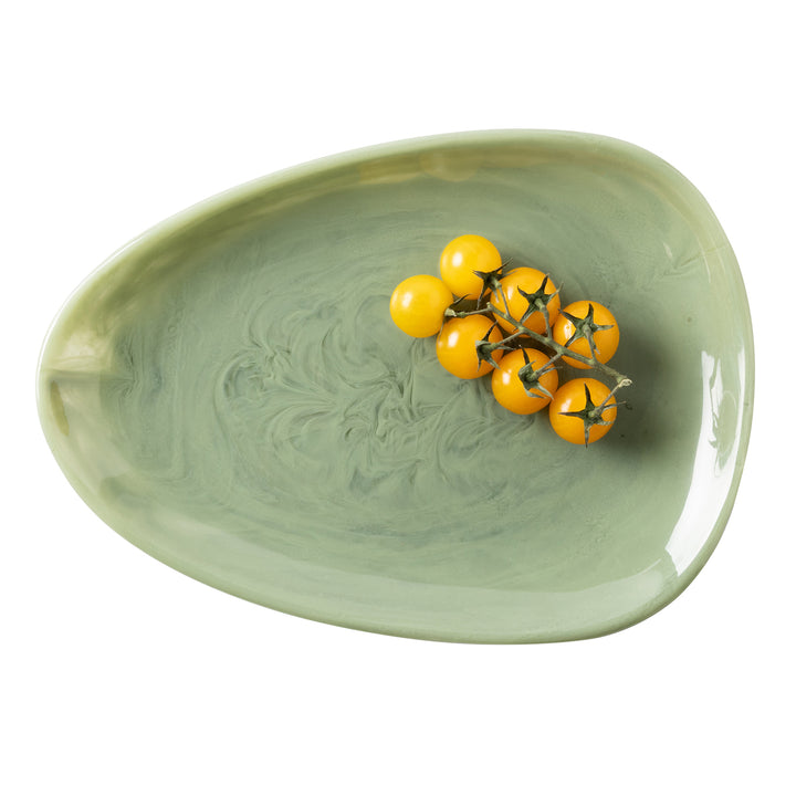 Vashti Sage Resin Oval Serving Platter Set/2
