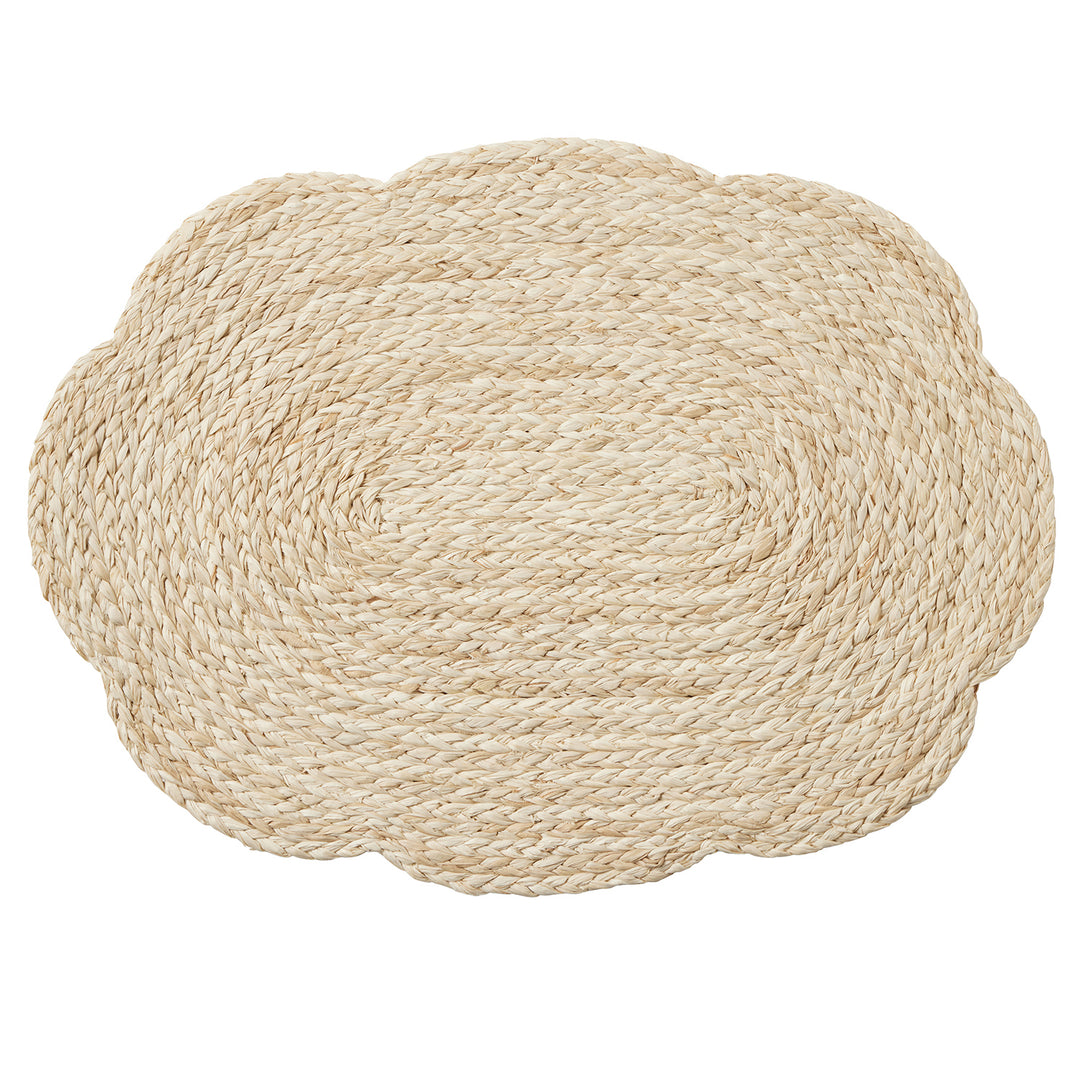 Vera Oval Bleached Flower Raffia Placemat Set of 4