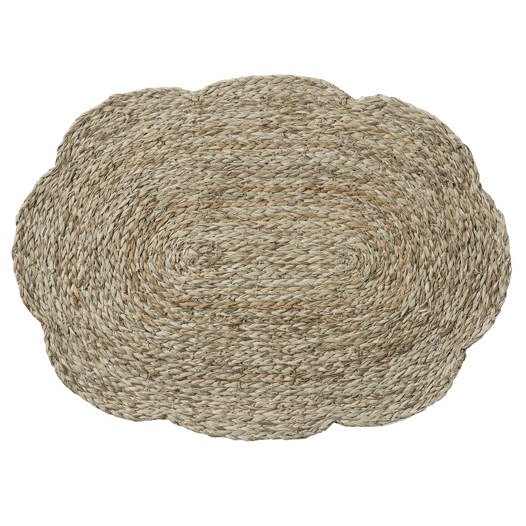 Vera Oval Mixed Gray Flower Raffia Placemat Set of 4