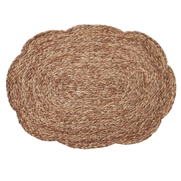 Vera Oval Taupe Flower Raffia Placemat Set of 4