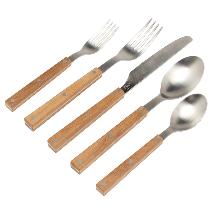 Whitman Natural/Matte Silver 5-Piece Flatware Set