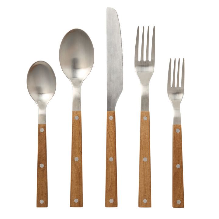 Whitman Natural/Matte Silver 5-Piece Flatware Set