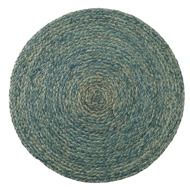 Zoey Teal Raffia Placemat Set/4 (Round)