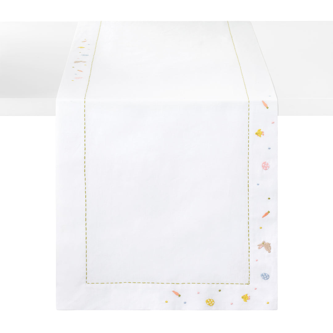 Bunny Trail Easter Embroidered Table Runner 15x90
