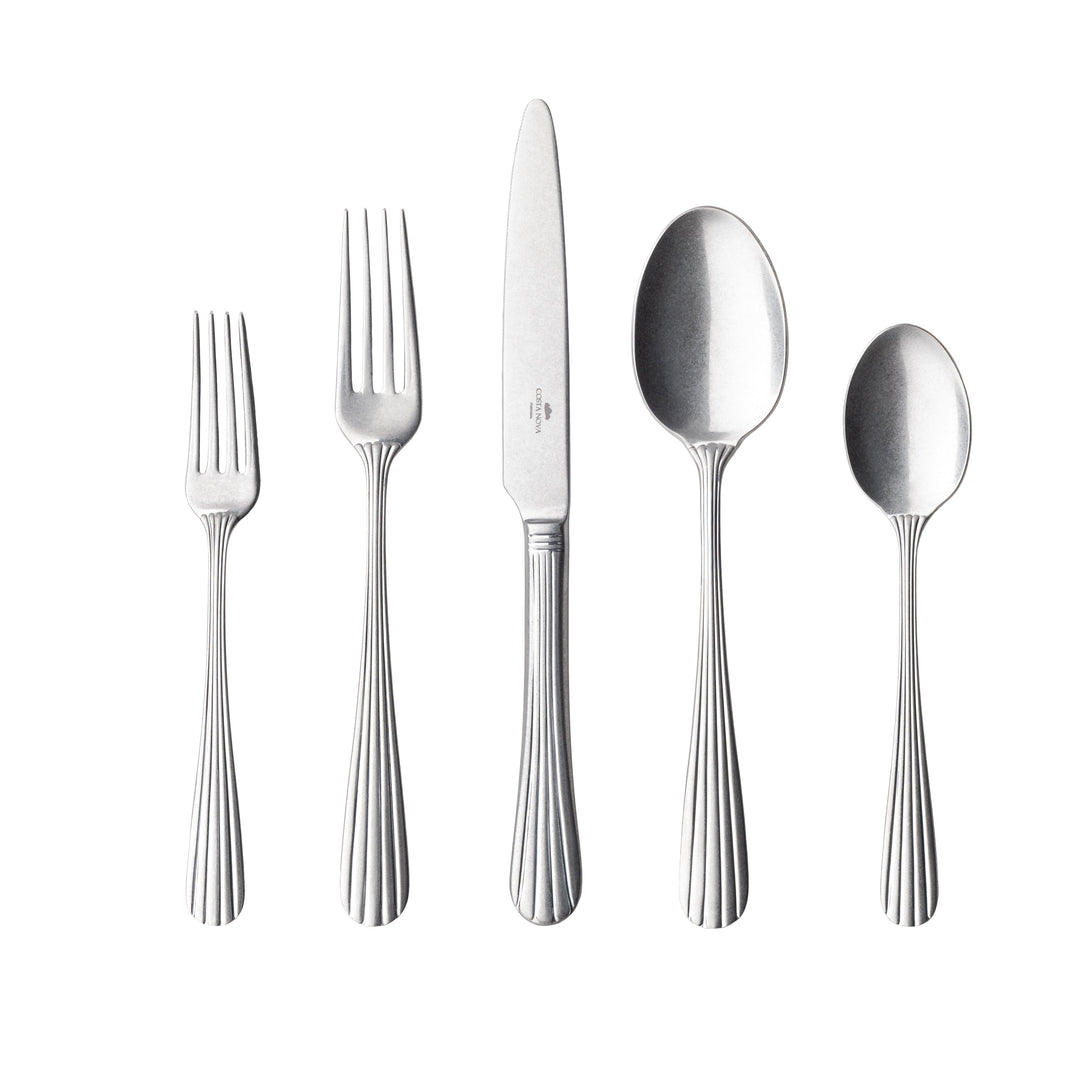 Costa Nova Douro Vintage Brushed Stainless Steel Flatware 5 Pc. Set