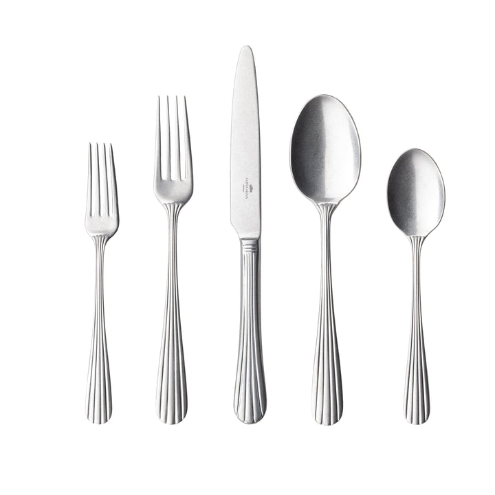 Costa Nova Douro Vintage Brushed Stainless Steel Flatware 5 Pc. Set
