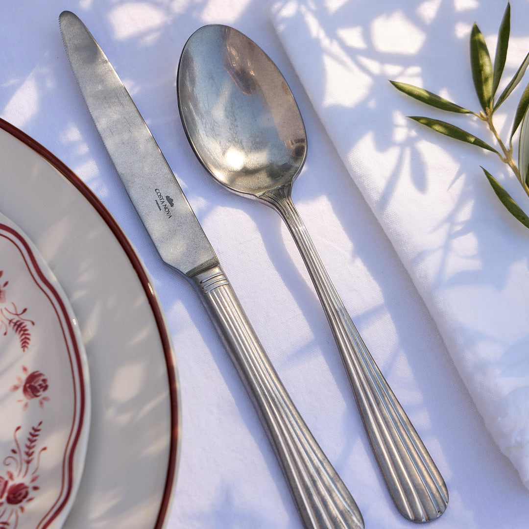 Costa Nova Douro Vintage Brushed Stainless Steel Flatware 5 Pc. Set
