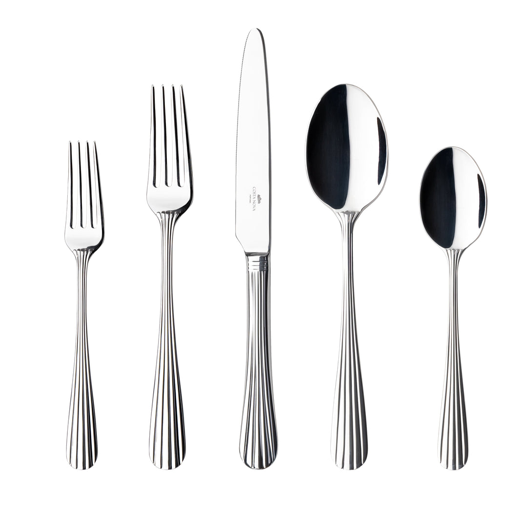 Costa Nova Douro Vintage Brushed Stainless Steel Flatware 5 Pc. Set