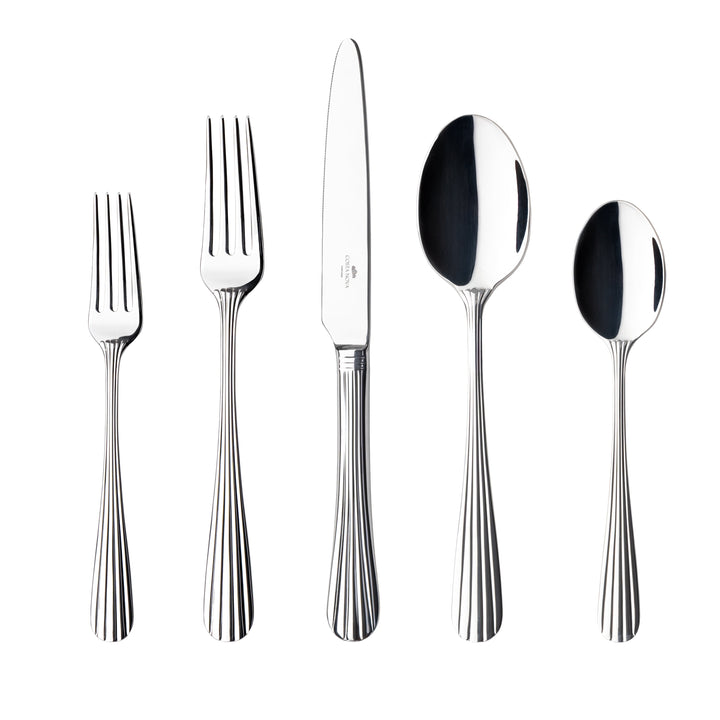 Costa Nova Douro Vintage Brushed Stainless Steel Flatware 5 Pc. Set