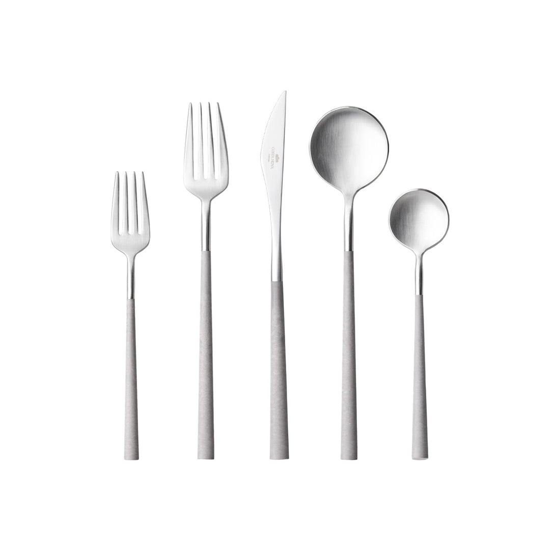 Costa Nova Mito Vintage Cloud Grey Stainless Steel Flatware 5 Pc. Set