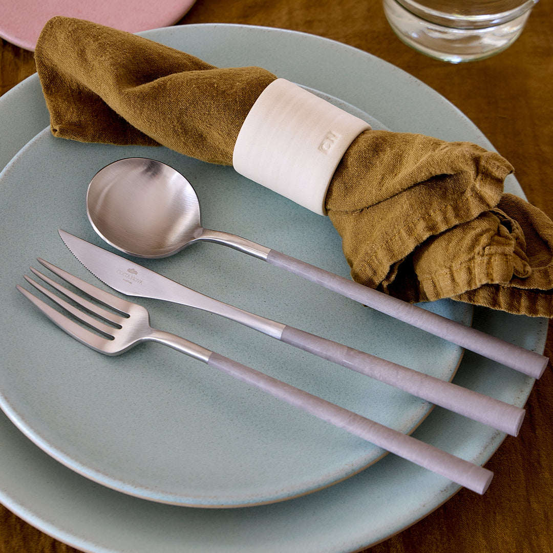 Costa Nova Mito Vintage Cloud Grey Stainless Steel Flatware 5 Pc. Set
