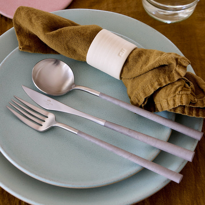 Costa Nova Mito Vintage Cloud Grey Stainless Steel Flatware 5 Pc. Set