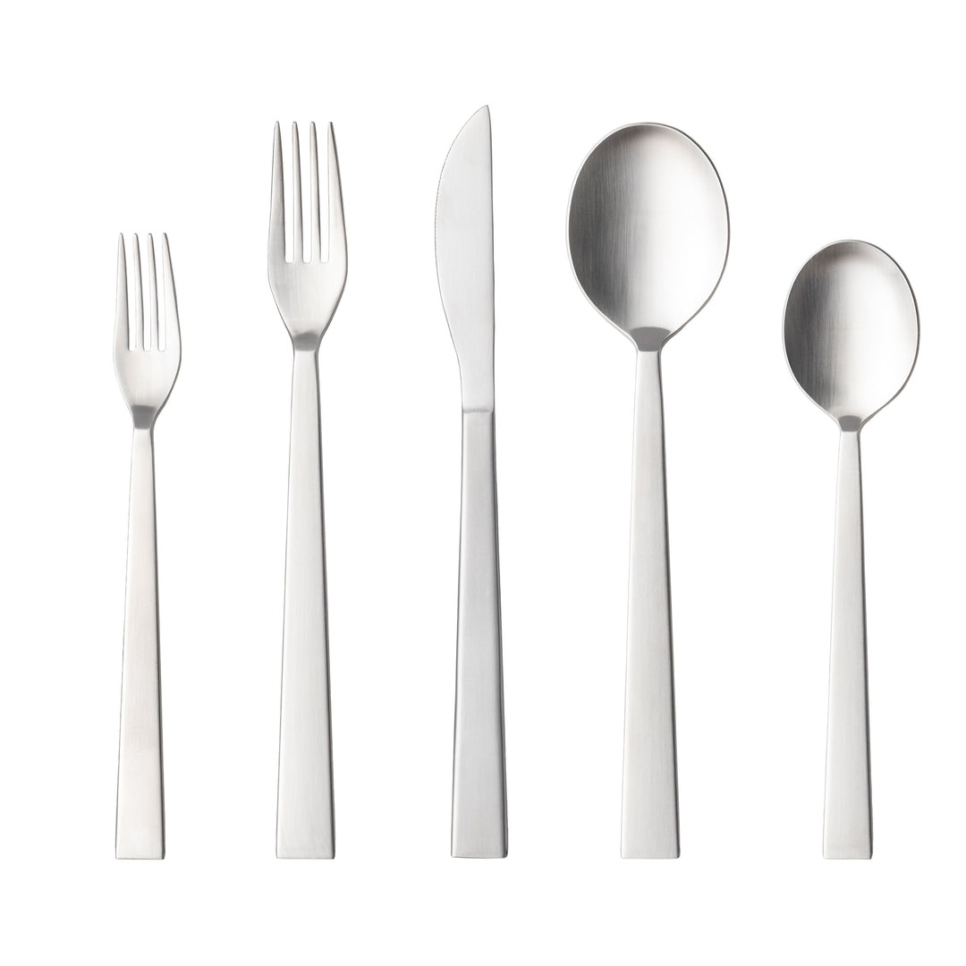 Costa Nova Sen Brushed Silver Stainless Steel Flatware 5 Pc. Set
