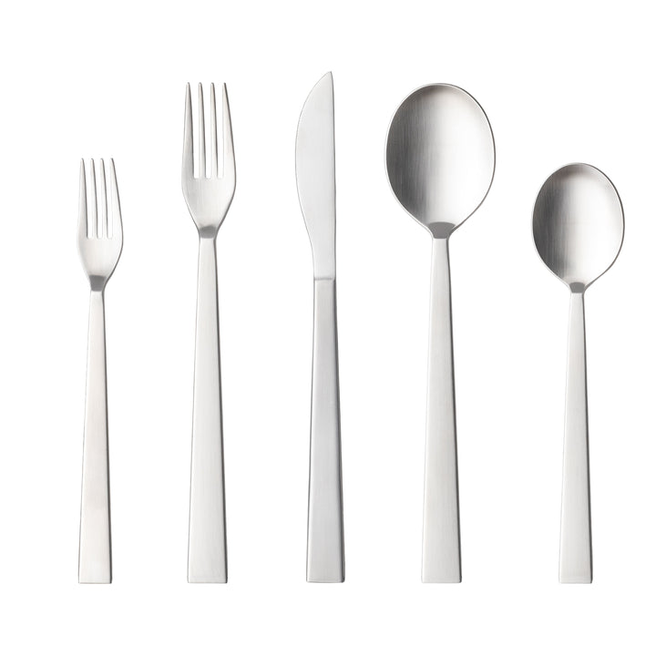 Costa Nova Sen Brushed Silver Stainless Steel Flatware 5 Pc. Set