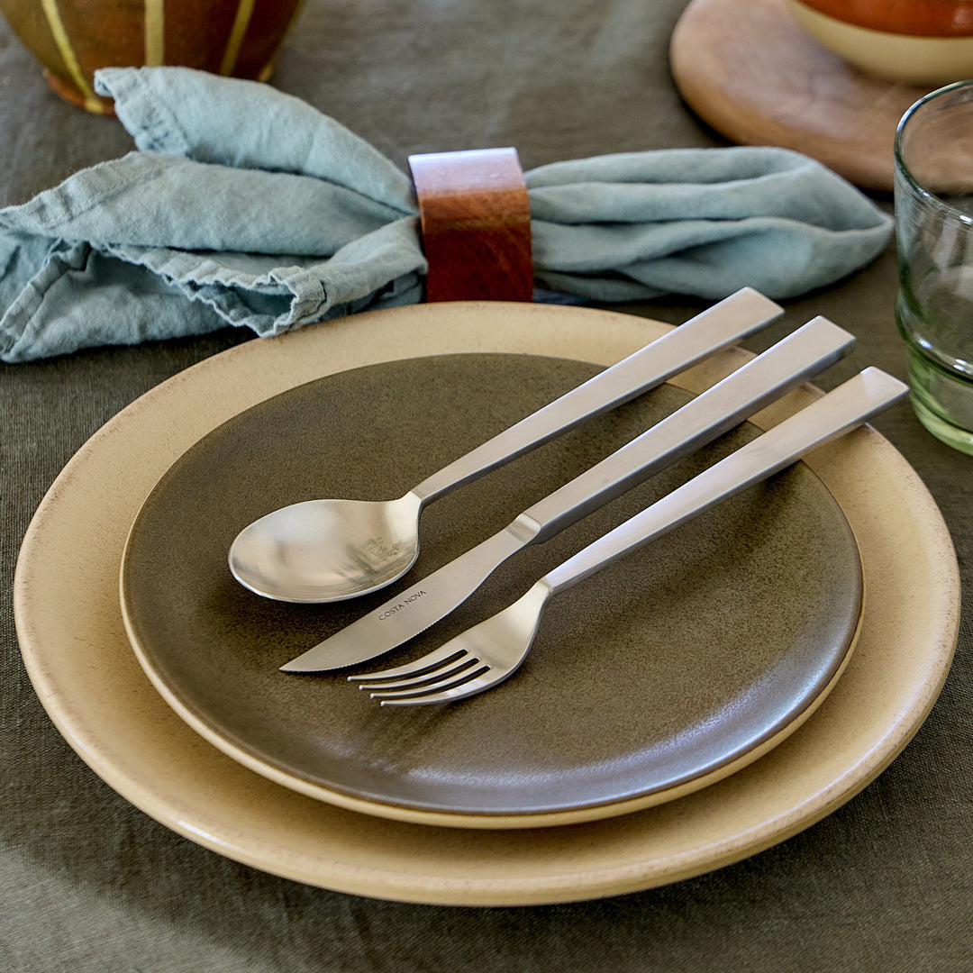 Costa Nova Sen Brushed Silver Stainless Steel Flatware 5 Pc. Set