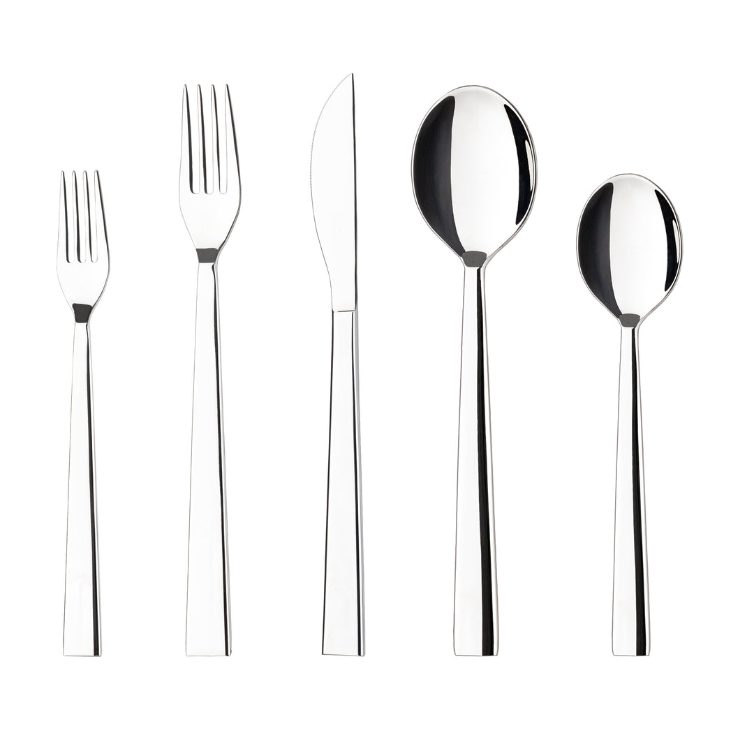 Costa Nova Sen Polished Silver Stainless Steel Flatware 5 Pc. Set