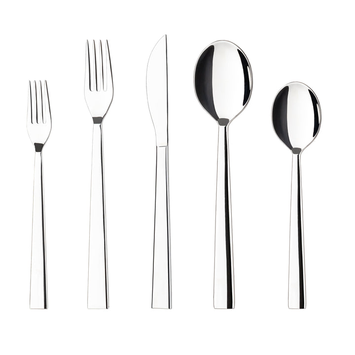 Costa Nova Sen Polished Silver Stainless Steel Flatware 5 Pc. Set