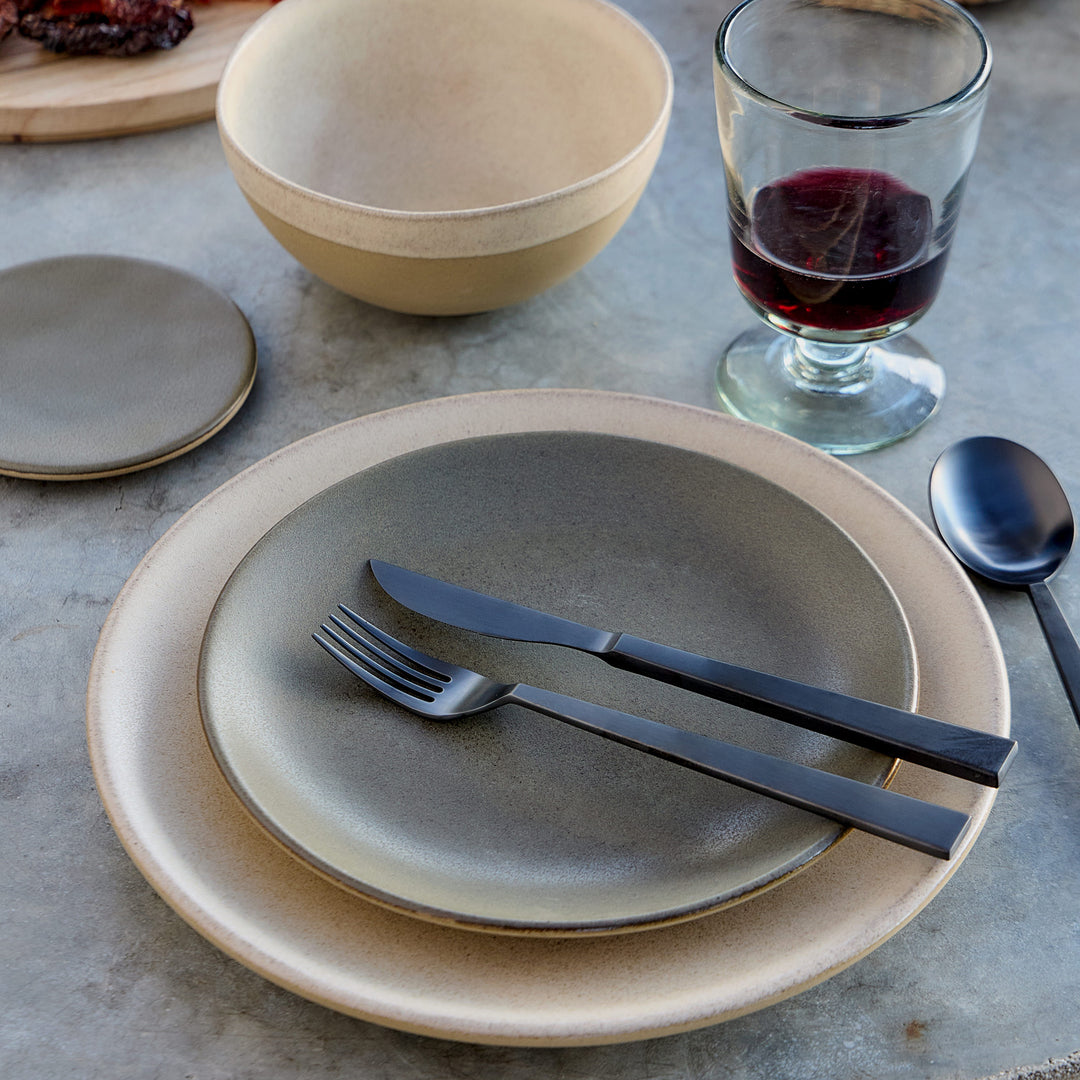 Costa Nova Sen Brushed Black Stainless Steel Flatware 5 Pc. Set