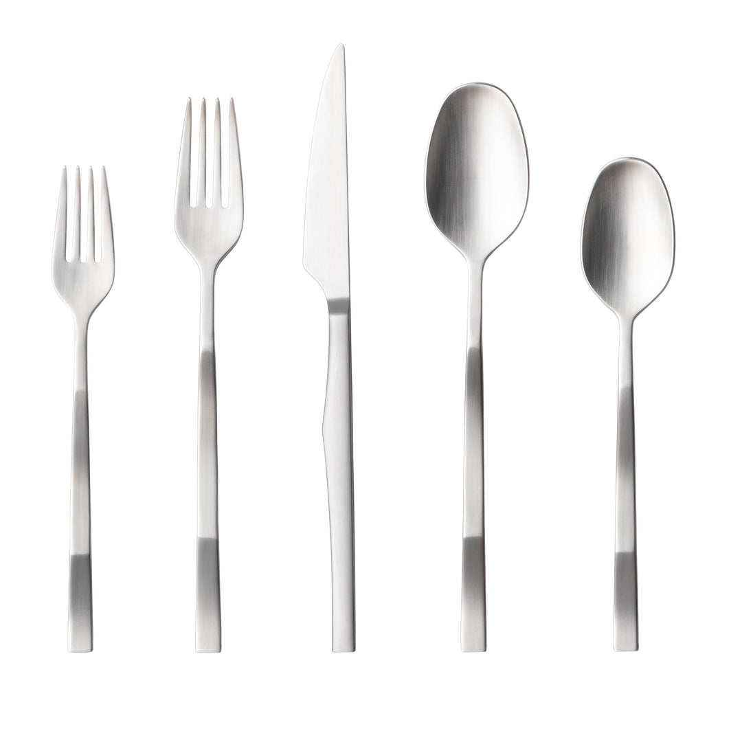Costa Nova Ramo Brushed Silver Stainless Steel Flatware 5 Pc. Set