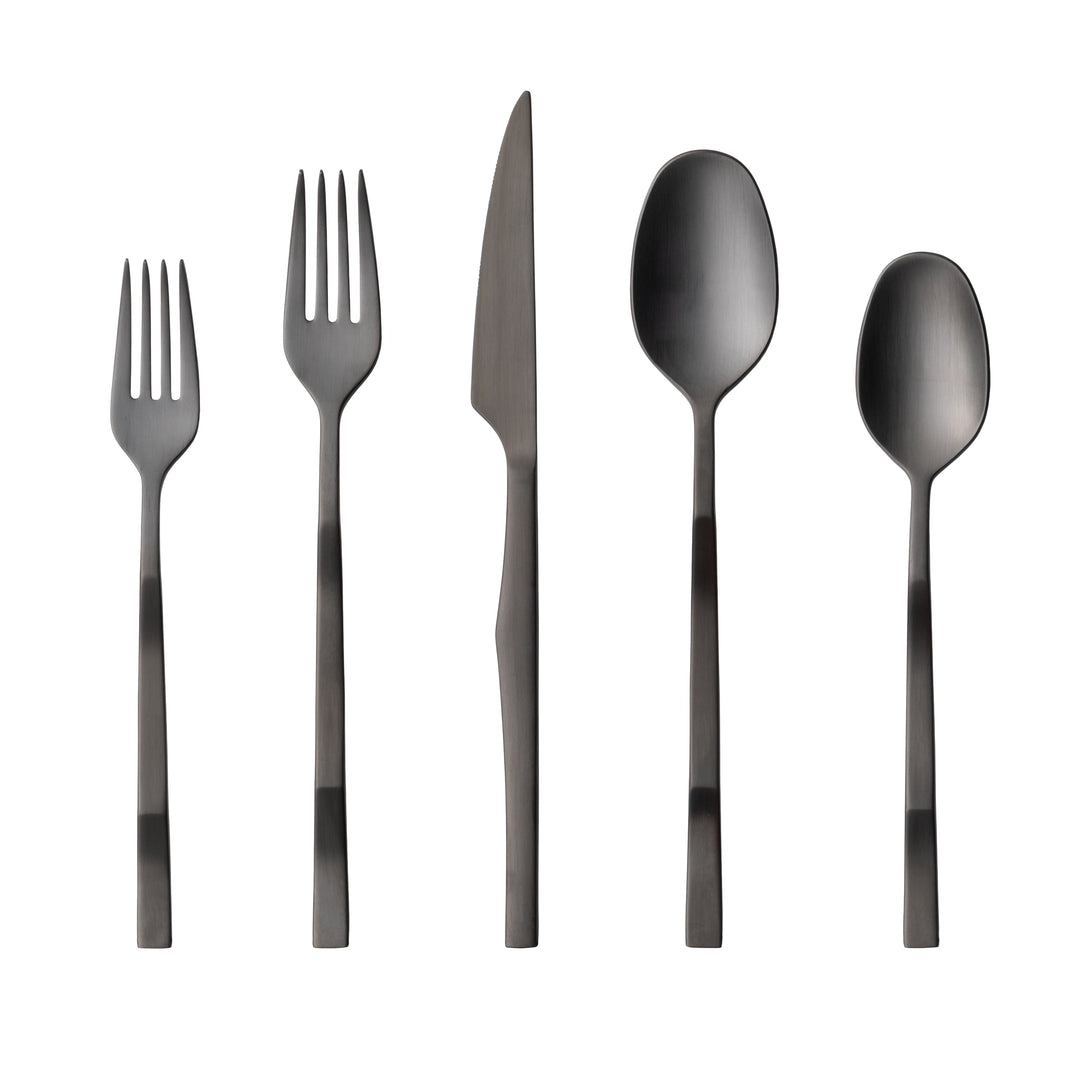 Costa Nova Ramo Brushed Black Stainless Steel Flatware 5 Pc. Set