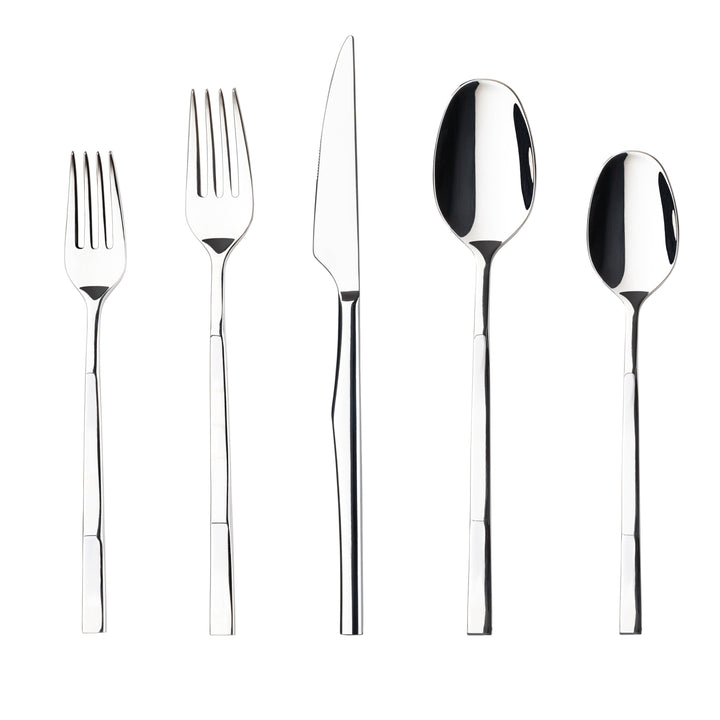 Costa Nova Ramo Polished Silver Stainless Steel Flatware 5 Pc. Set