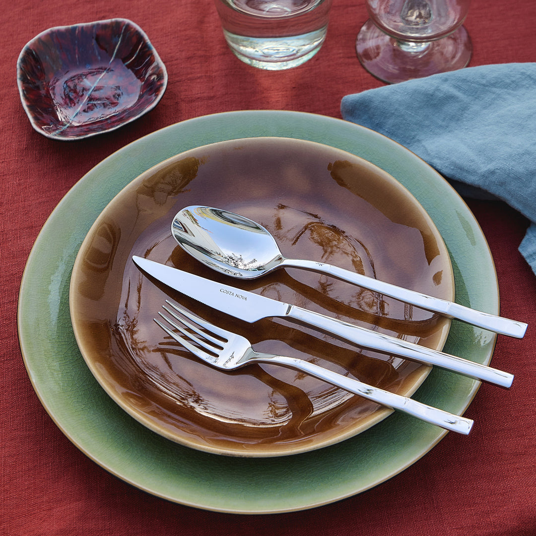 Costa Nova Ramo Polished Silver Stainless Steel Flatware 5 Pc. Set