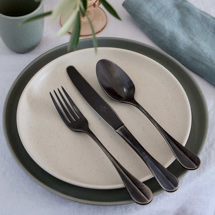 Costa Nova Nau Antique Black Stainless Steel Flatware 5 Pc. Set