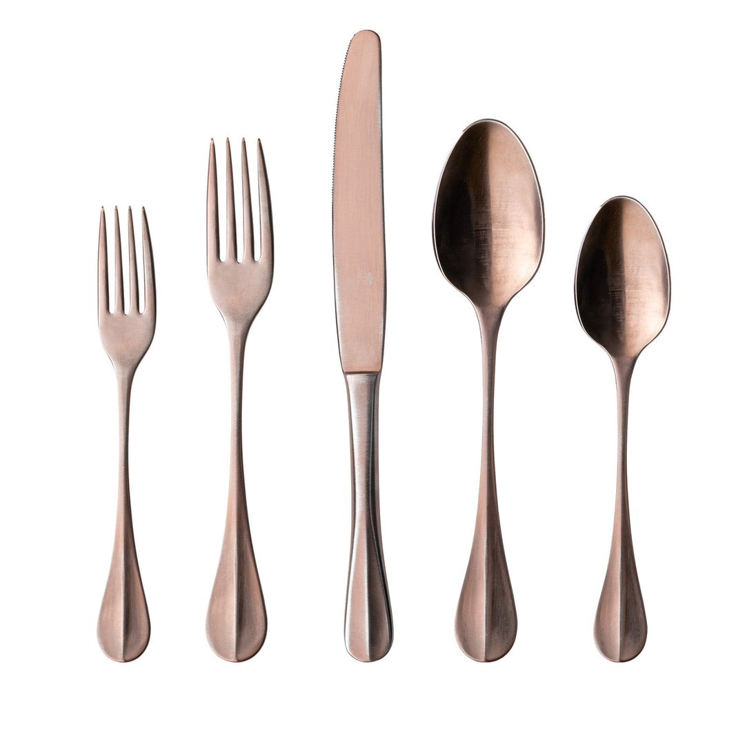 Costa Nova Nau Antique Brown Stainless Steel Flatware 5 Pc. Set